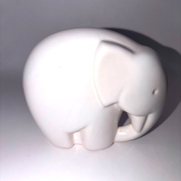 Vintage White Ceramic Elephant Figurine | Mid Century Style - Picture 2 of 9